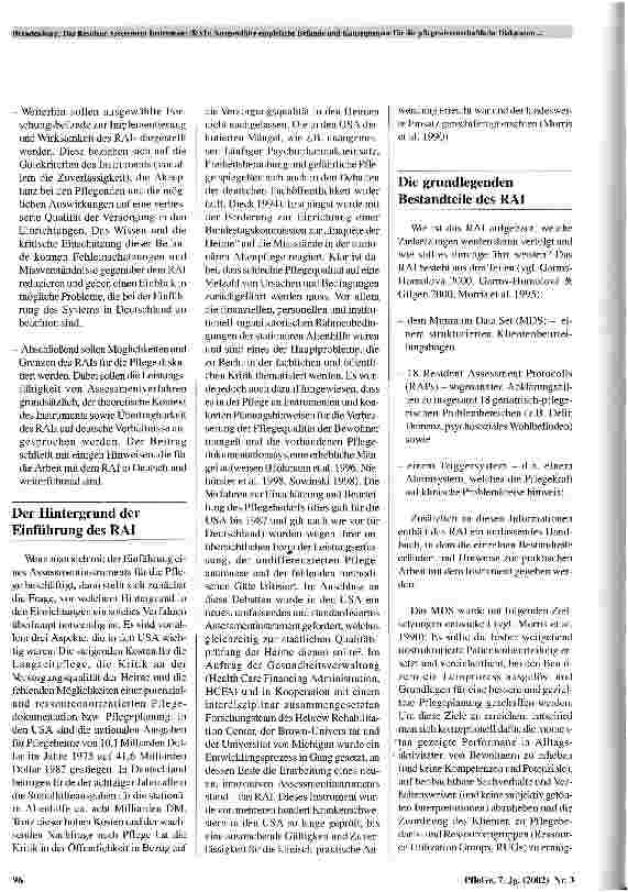 Vorschauseite 2: Das Resident Assessment Insturment (RAI) Ausgewählte empirische Befunde und Konsequenzen für die pflegewissenschaftliche Diskussion in Deutschland