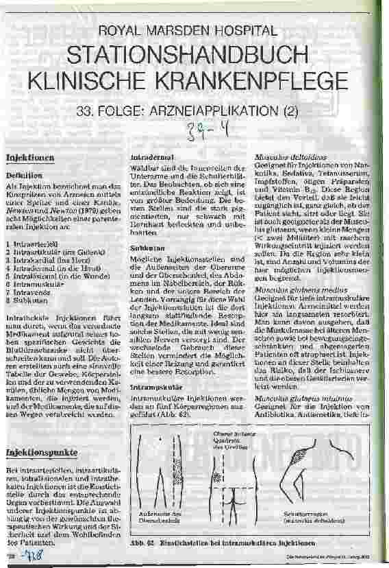 Vorschauseite 1: Stationshandbuch Klinische Krankenpflege 33. Folge: Arzneimittelapplikation (2)