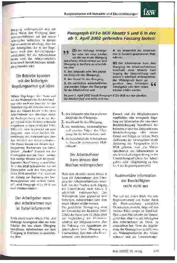 Vorschauseite 2: Das Outsourcing und der Betriebsübergang bergen künftig größere Risiken