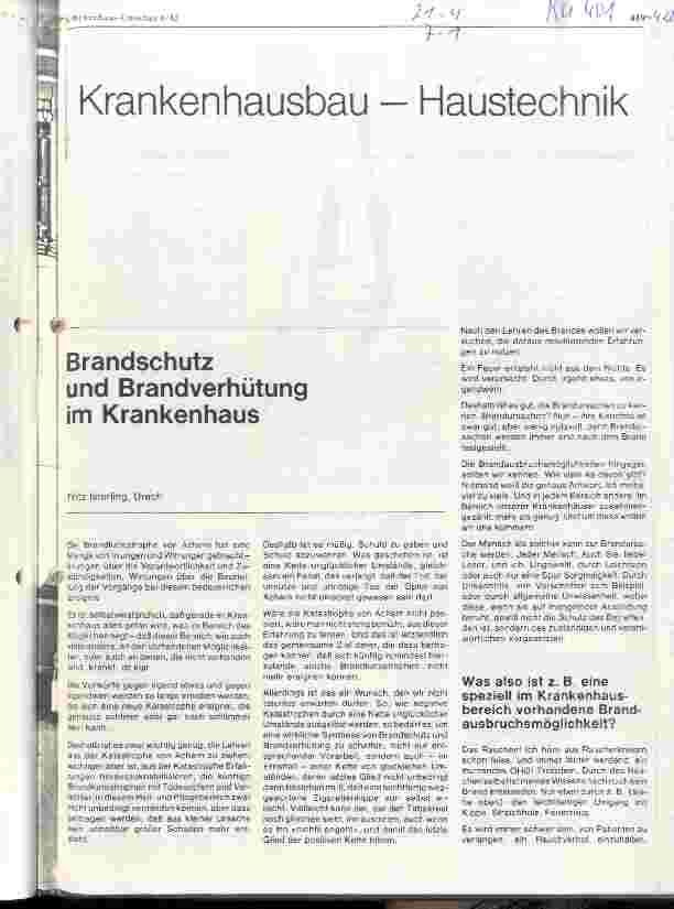 Vorschauseite 1: Brandschutz und Brandverhütung im Krankenhaus