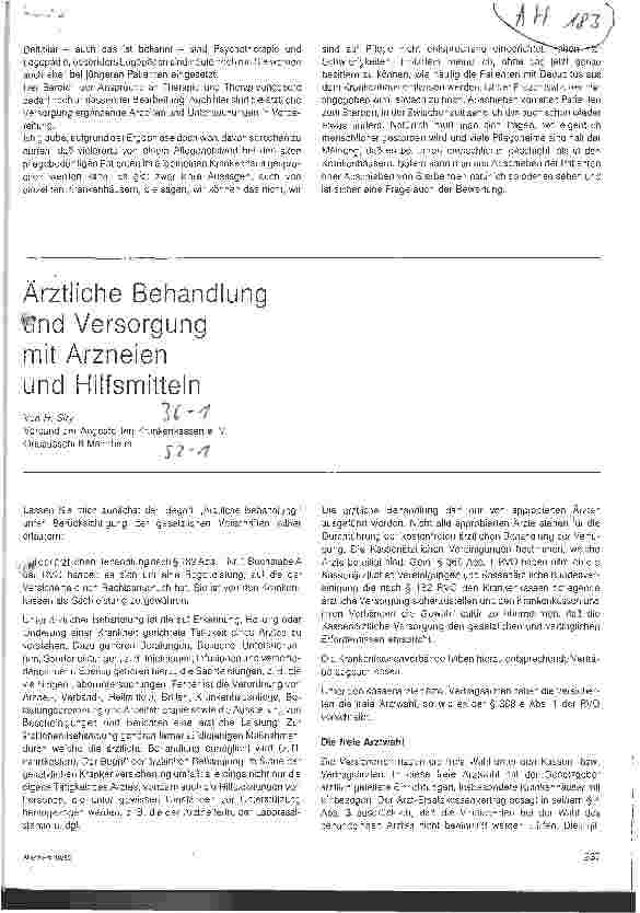 Vorschauseite 1: Ärztliche Behandlung und Versorgung mit Arzneien und Hilfsmitteln