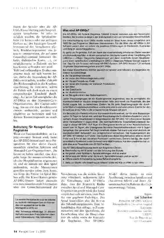 Vorschauseite 2: Bedeutung derSpitalentschädigung nach Patientengruppen für Managed Care