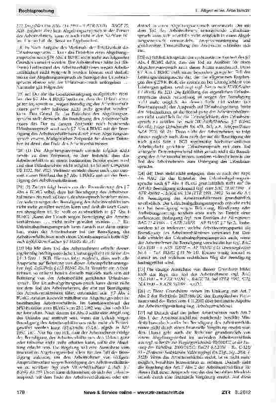 Vorschauseite 2: Urlaubsabgeltung - Vererbbarkeit Richtlinie 2003/88/EG Art. 7, BGB §§613, 1922 Abs. 1, §§ 2032, 2039; BUrIG §§1,3,7 Abs. 4