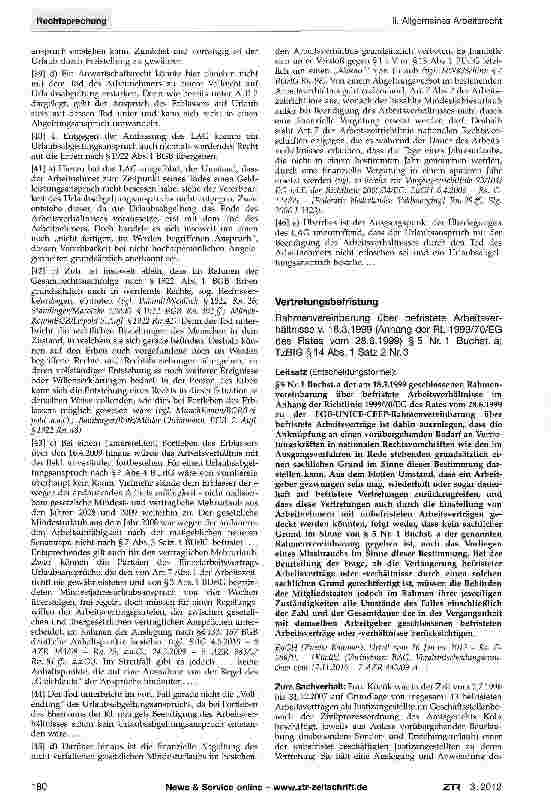 Vorschauseite 4: Urlaubsabgeltung - Vererbbarkeit Richtlinie 2003/88/EG Art. 7, BGB §§613, 1922 Abs. 1, §§ 2032, 2039; BUrIG §§1,3,7 Abs. 4
