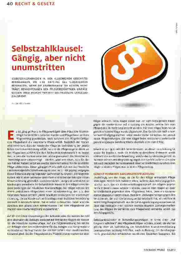 Vorschauseite 1: Selbstzahlklausel: Gängig, aber nicht unumstritten
