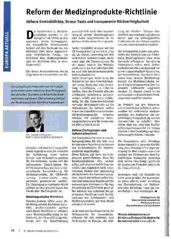 Vorschauseite 1: Reform der Medizinprodukte-Richtlinie
