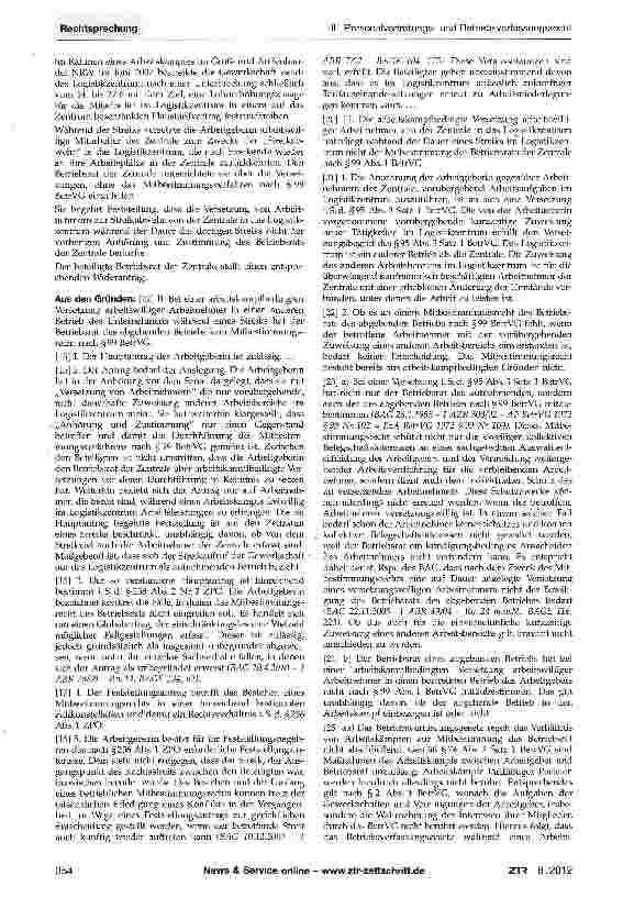 Vorschauseite 2: Mitbestimmung bei Versetzungen - Arbeitskampf