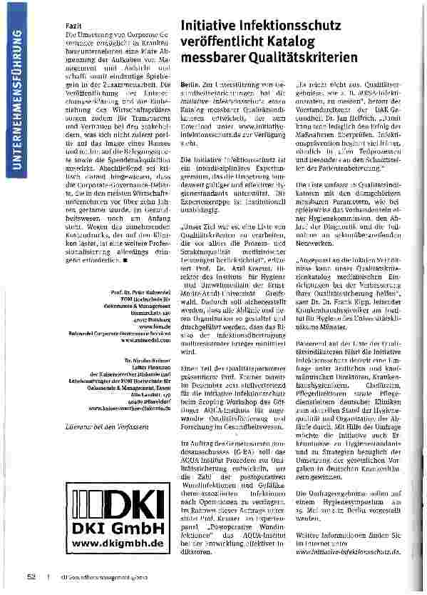 Vorschauseite 6: Corporate Governance in Krankenhäusern