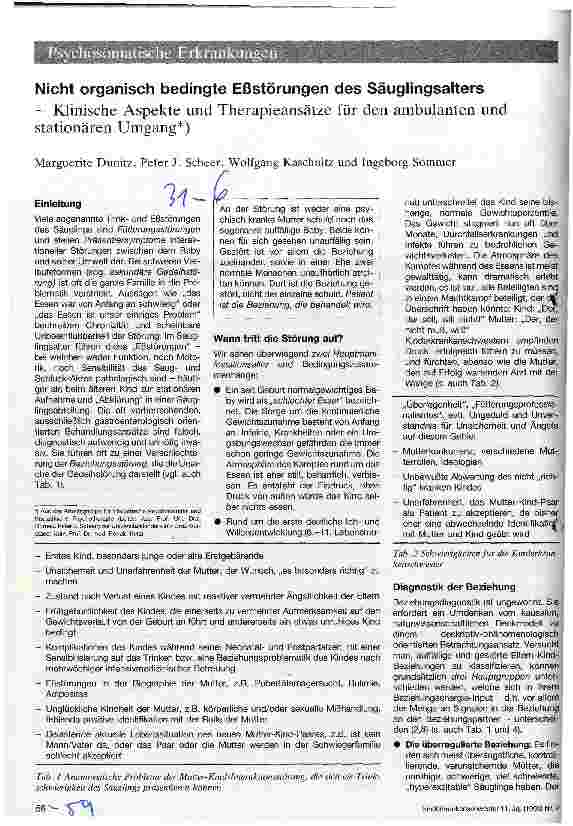 Vorschauseite 1: Nicht organisch bedingte Eßstörungen des Säuglingsalters Klinische Aspekte und Therapieansätze für den Umgang