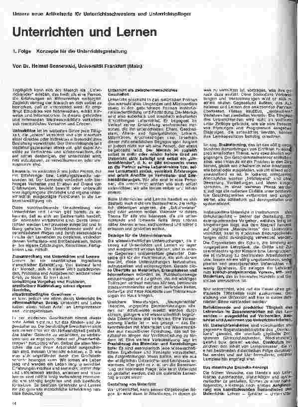 Vorschauseite 1: Unterricht und Lernen 1. Folge: Konzepte für die Unterrichtsgestaltung