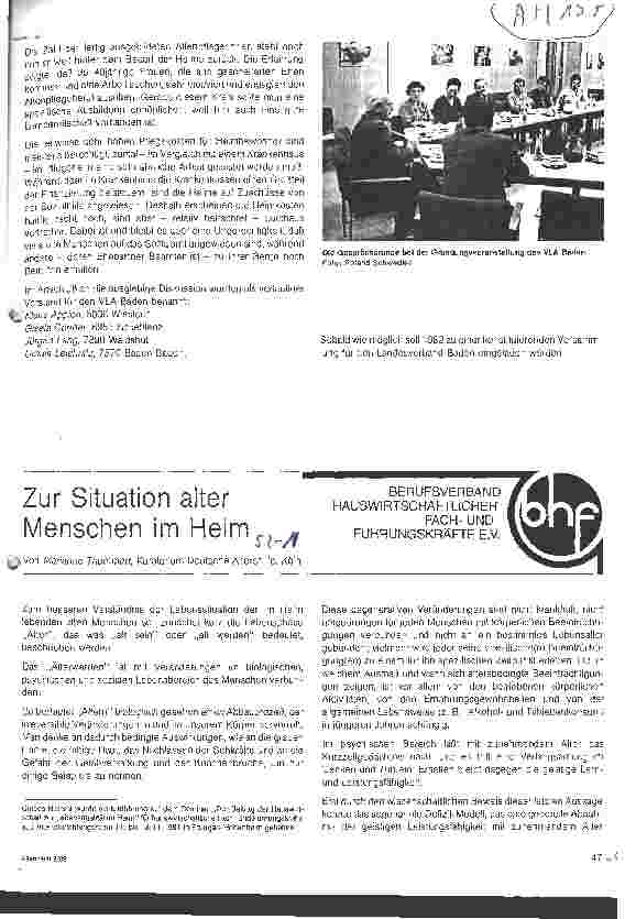 Vorschauseite 1: Zur Situation alter Menschen im Heim