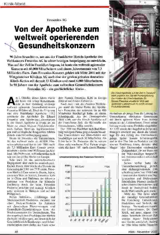 Vorschauseite 1: Von der Apotheke zum weltweit operierenden Gesundheitskonzern Fresenius AG