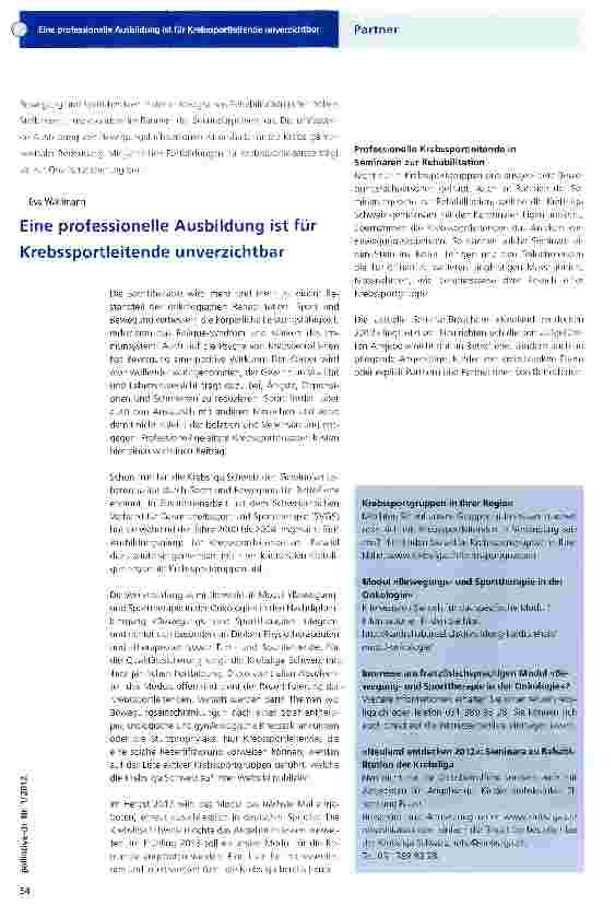 Vorschauseite 1: Eine professionelle Ausbildung ist für Krebssportleitende unverzichtbar