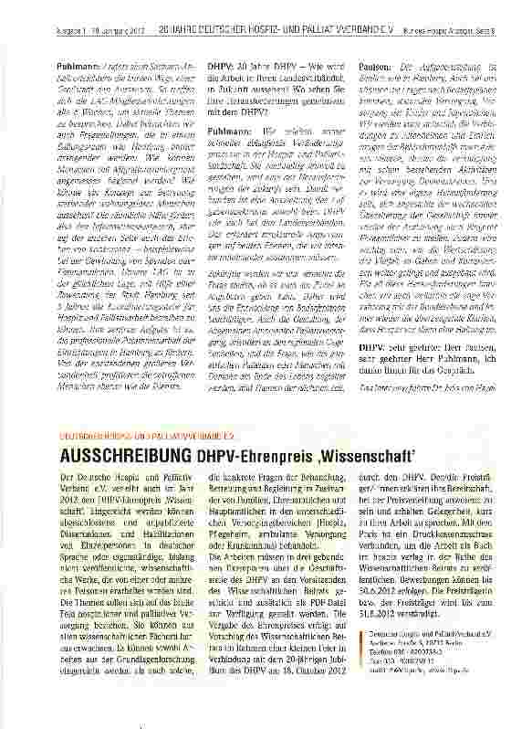 Vorschauseite 3: Der DHPV im Gespräch mit Landesverbänden