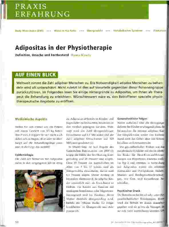 Vorschauseite 1: Adipositas in der Physiotherapie