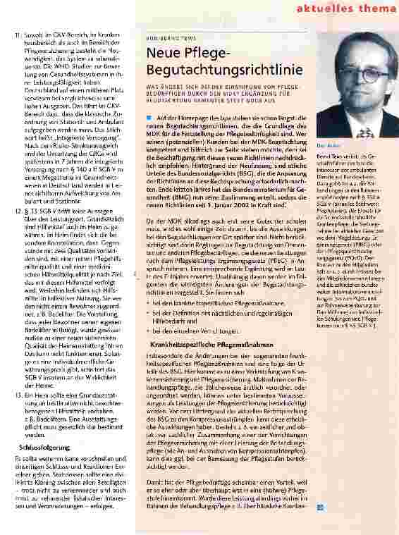 Vorschauseite 1: Neue Pflege-Begutachtungsrichtlinie