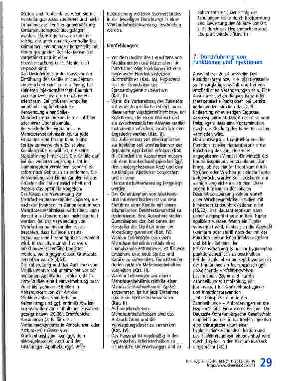 Vorschauseite 4: HYGIENE AKTUELL Anforderungen an die Hygiene bei Punktionen und Injektionen