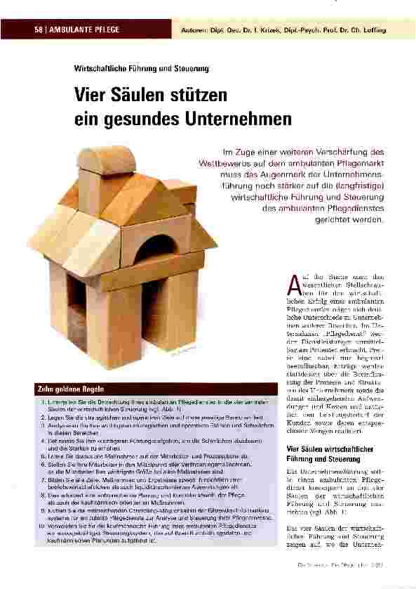Vorschauseite 1: Vier Säulen stützen ein gesundes Unternehmen