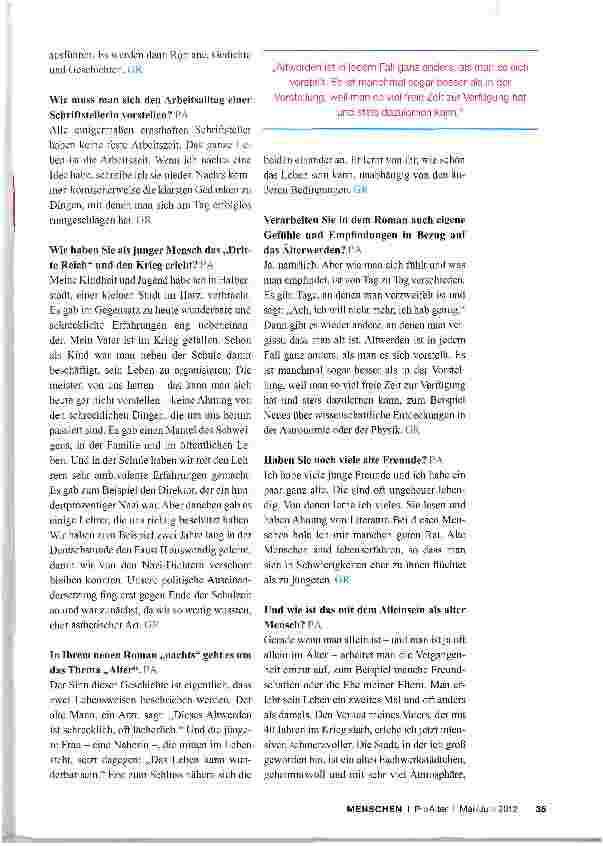 Vorschauseite 2: „Mit dem Alter wird das Leben interessanter