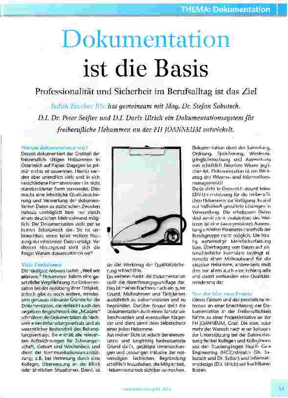Vorschauseite 1: Dokumentation ist die Basis