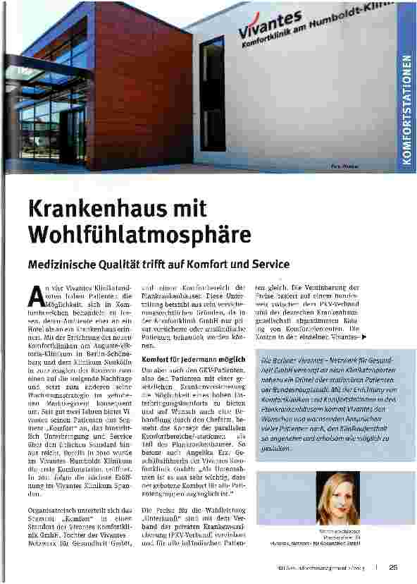 Vorschauseite 1: Krankenhaus mit Wohlfühlatmosphäre