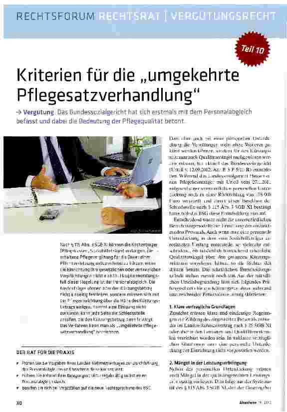Vorschauseite 1: Kriterien für die „umgekehrte Pflegesatzverhandlung