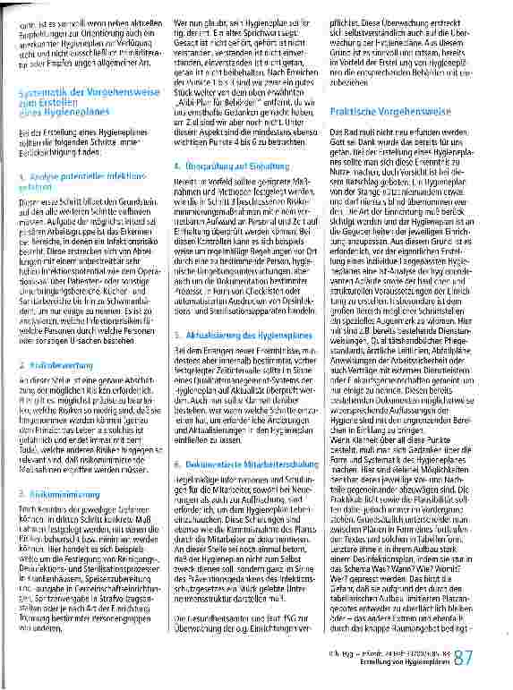 Vorschauseite 3: Überlegungen zur Vorgehensweise bei der Erstellung von Hygieneplänen
