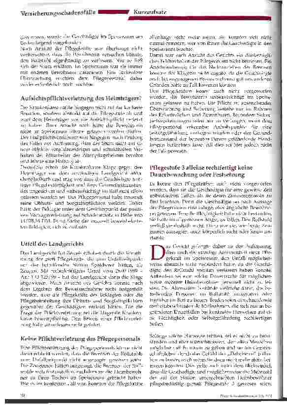 Vorschauseite 2: Sturz aus dem Rollstuhl im Altenpflegeheim - immer vermeidbar?