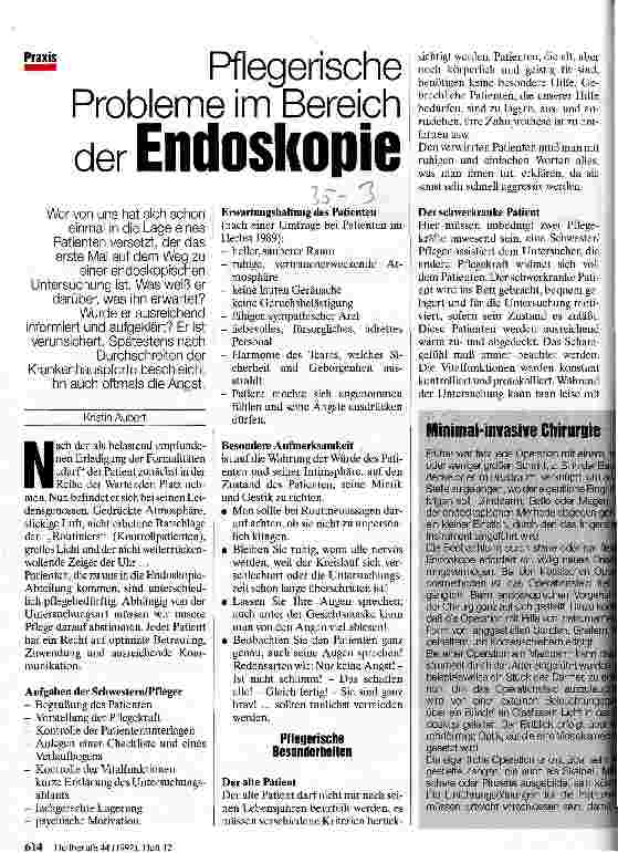 Vorschauseite 1: Pflegerische Probleme im Bereich der Endoskopie