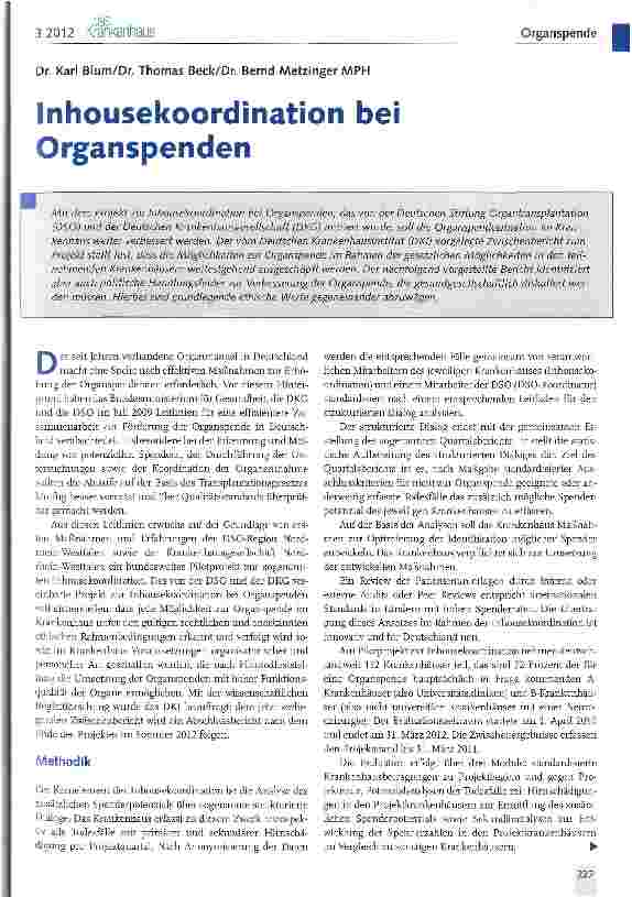 Vorschauseite 1: Inhousekoordination bei Organspenden
