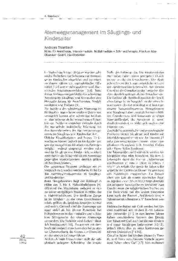 Vorschauseite 1: Atemwegsmanagement im Säuglingsund Kindesalter
