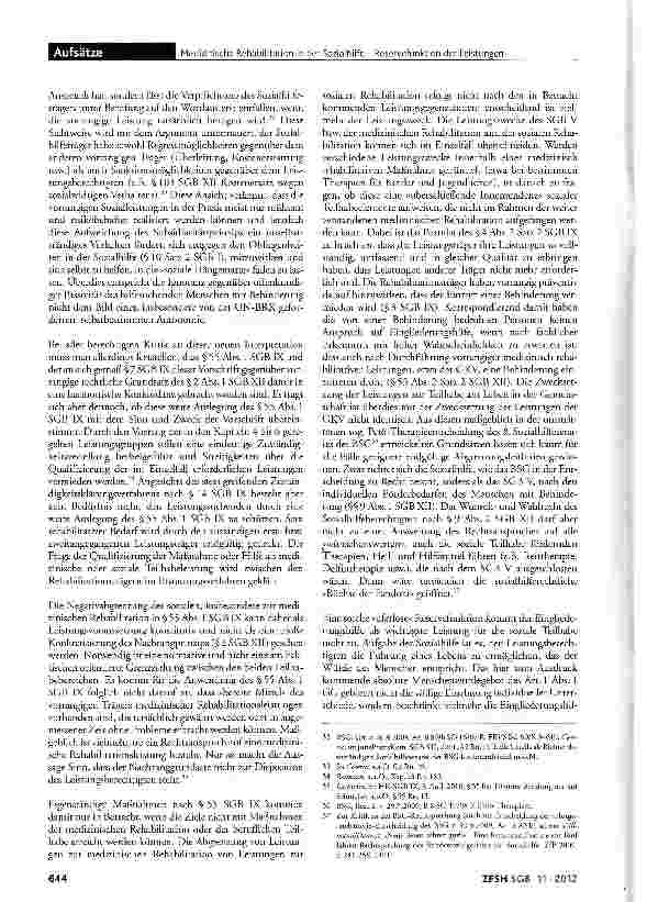 Vorschauseite 6: Medizinische Rehabilitation in der Sozialhilfe - Reservefunktion der Leistungen zur Teilhabe am Leben in der Gemeinschaft