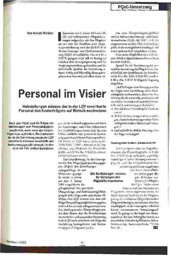 Vorschauseite 1: Personal im Visir