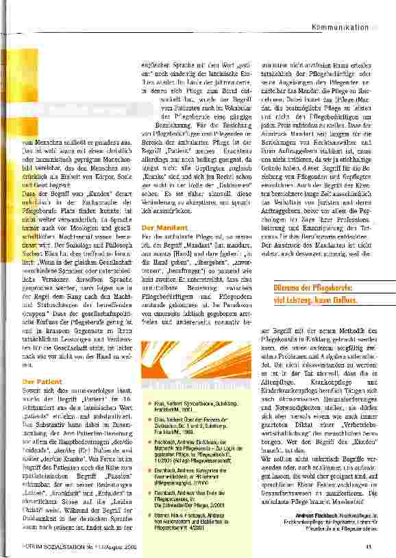 Vorschauseite 2: Kunde ist nicht nur ein Wort Auf der Suche nach dem treffendsten Begriff für die, die gepflegt werden
