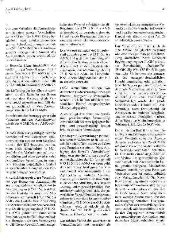 Vorschauseite 3: Zum grenzüberschreitenden Internethandel mit Arzneimitteln