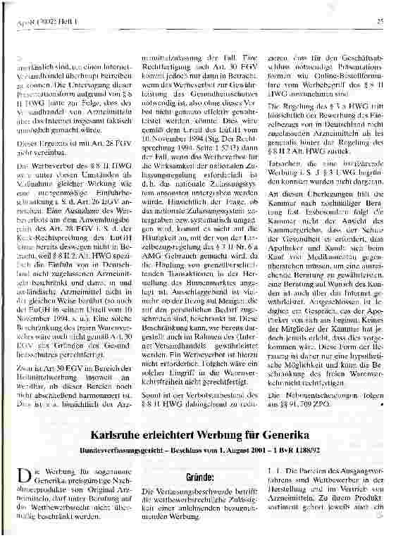 Vorschauseite 5: Zum grenzüberschreitenden Internethandel mit Arzneimitteln