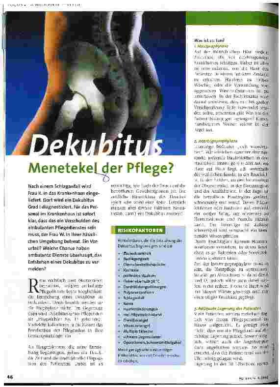 Vorschauseite 1: Dekubitus - Menetekel der Pflege?