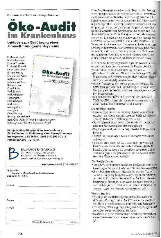 Vorschauseite 3: Wenn es rechtlich gefährlich wird. .. Lücke im Beauftragtenwesen für den Umweltund Arbeitsschutz schließen