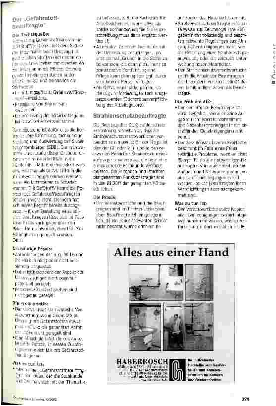 Vorschauseite 4: Wenn es rechtlich gefährlich wird. .. Lücke im Beauftragtenwesen für den Umweltund Arbeitsschutz schließen