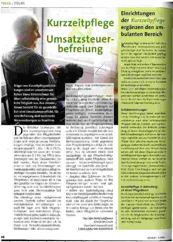 Vorschauseite 1: Kurzzeitpflege Umsatzsteuerbefreiung