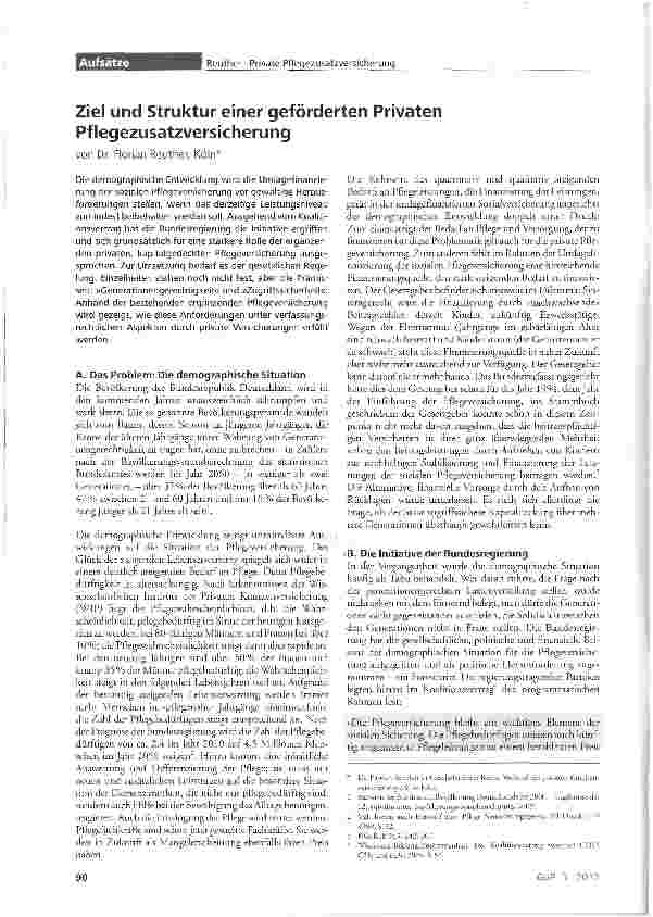 Vorschauseite 1: Ziel und Struktur einer geförderten Privaten Pflegezusatzversicherung