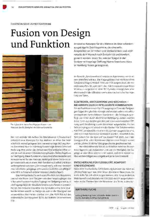 Vorschauseite 1: ELEKTRONISCHE ZUTRITTSSYSTEME Fusion von Design und Funktion