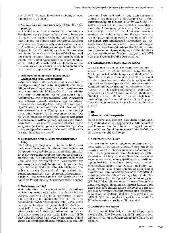 Vorschauseite 2: Mobbing im Arbeitsrecht: Tatbestand, Rechtsfolgen und Beweisfragen