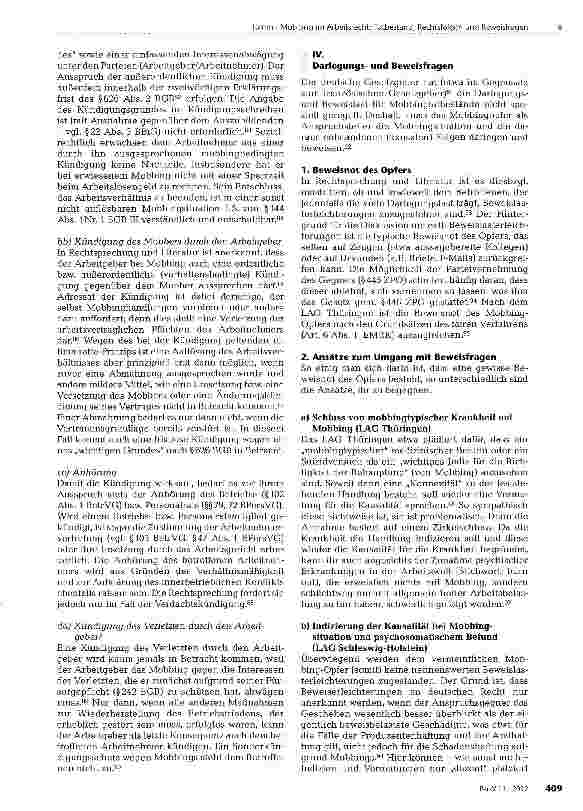 Vorschauseite 6: Mobbing im Arbeitsrecht: Tatbestand, Rechtsfolgen und Beweisfragen