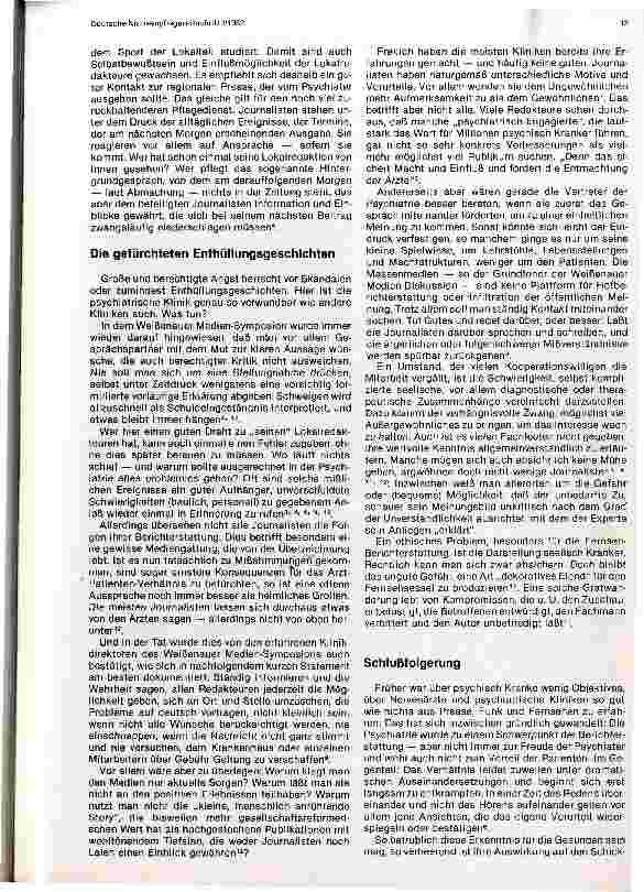 Vorschauseite 3: Psychiatrie und Neurologie Das Verhältnis zwischen Psychiatrie und Massenmedien