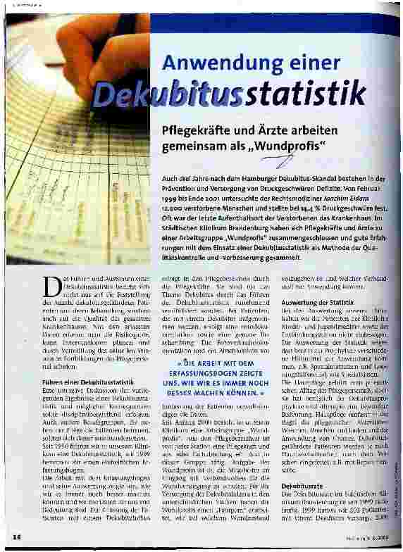 Vorschauseite 1: Anwendung einer Dekubitusstatistik