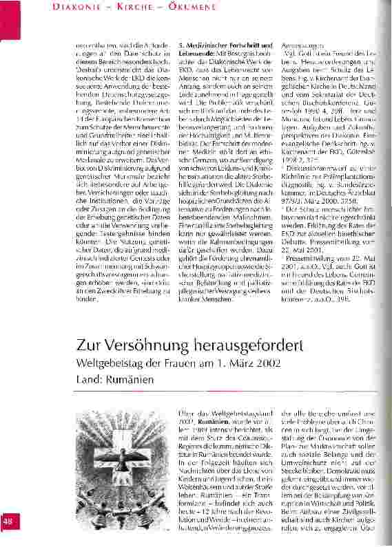 Vorschauseite 6: Eckpunkte eines Positionspapiers des Diakonischen Werkes der EKD zu Fragen der Biomedizin und der Bioethik