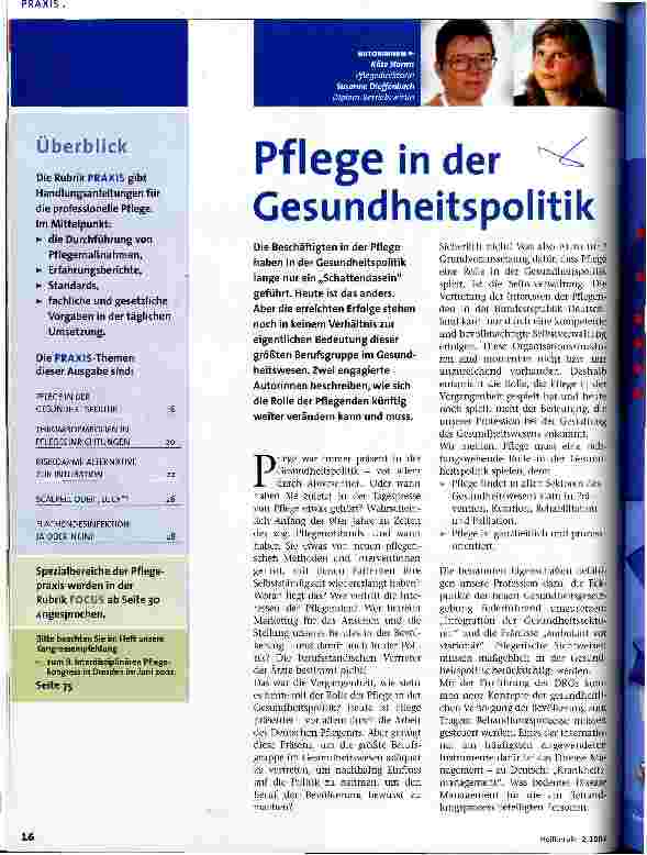 Vorschauseite 1: Pflege in der Gesundheitspolitik