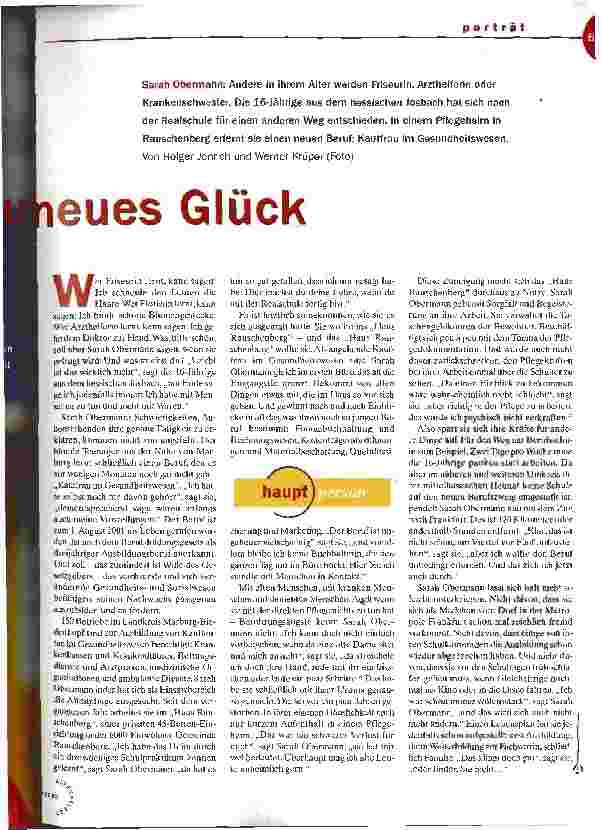 Vorschauseite 2: Neuer Beruf, neues Glück