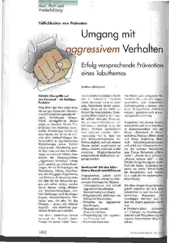 Vorschauseite 1: Umgang mit aggressivem Verhalten Erolg versprechende Prävention eines Tabuthemas